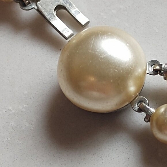 Richelieu Double Strand Faux Pearl Necklace Choker Champagne | Vintage - Picture 11 of 11